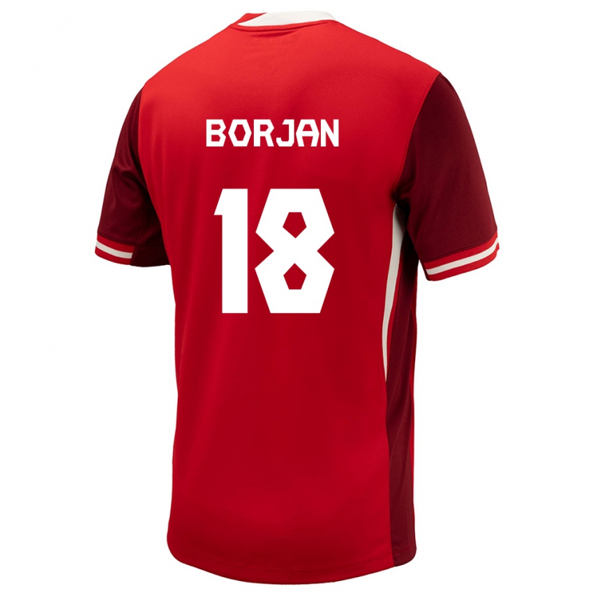 Kvinder Canada Milan Borjan #18 Rød Hjemmebane Spillertrøjer 24-26 Trøje T-Shirt