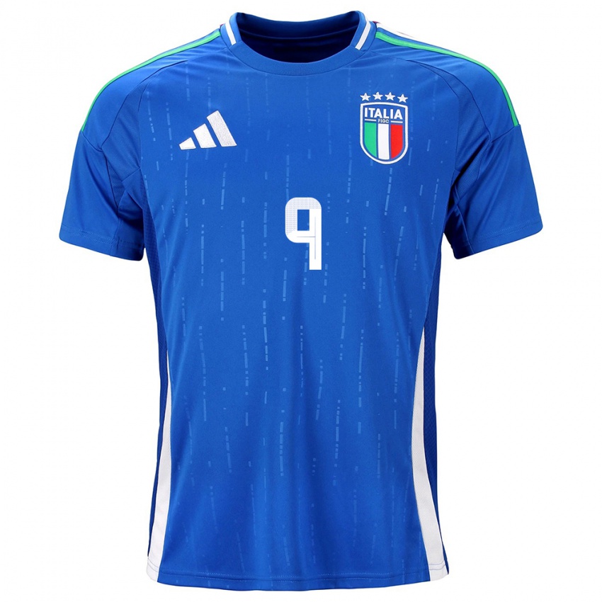 Kvinder Italien Carolina Morace #9 Blå Hjemmebane Spillertrøjer 24-26 Trøje T-Shirt