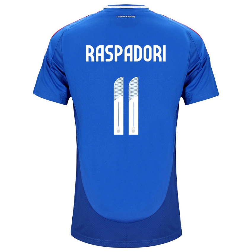 Kvinder Italien Giacomo Raspadori #11 Blå Hjemmebane Spillertrøjer 24-26 Trøje T-Shirt