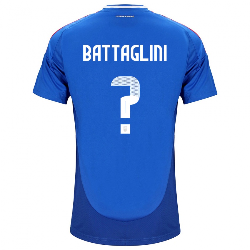 Kvinder Italien Pietro Battaglini #0 Blå Hjemmebane Spillertrøjer 24-26 Trøje T-Shirt