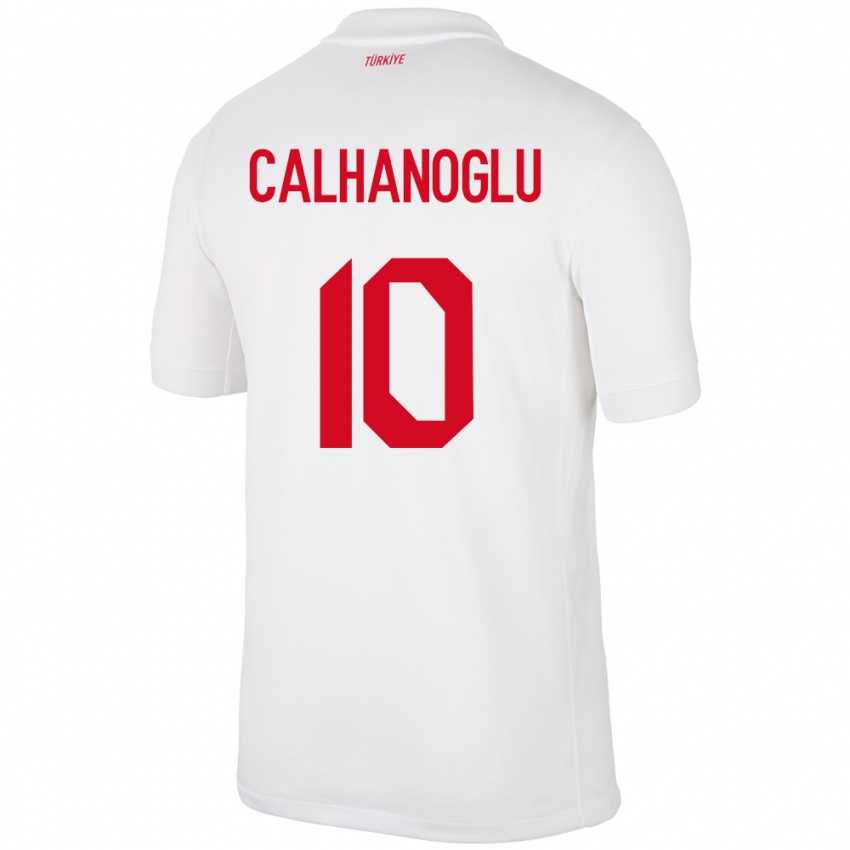 Kvinder Tyrkiet Hakan Çalhanoğlu #10 Hvid Hjemmebane Spillertrøjer 24-26 Trøje T-Shirt