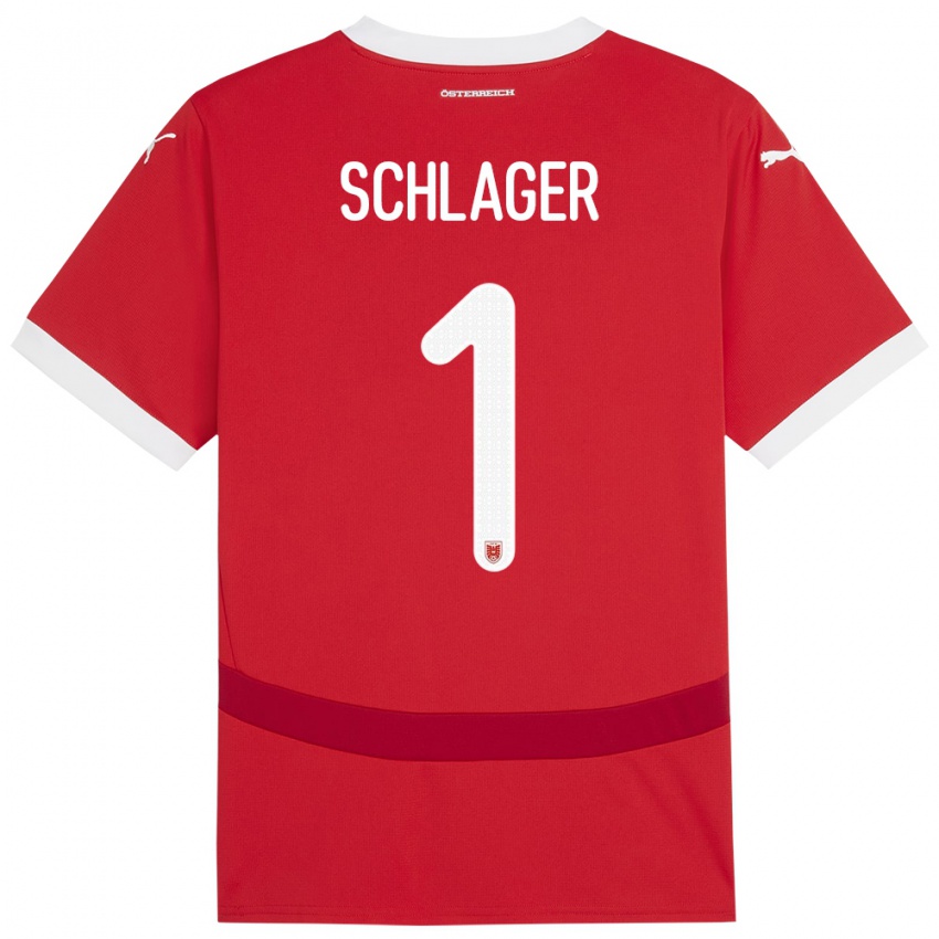 Kvinder Østrig Alexander Schlager #1 Rød Hjemmebane Spillertrøjer 24-26 Trøje T-Shirt