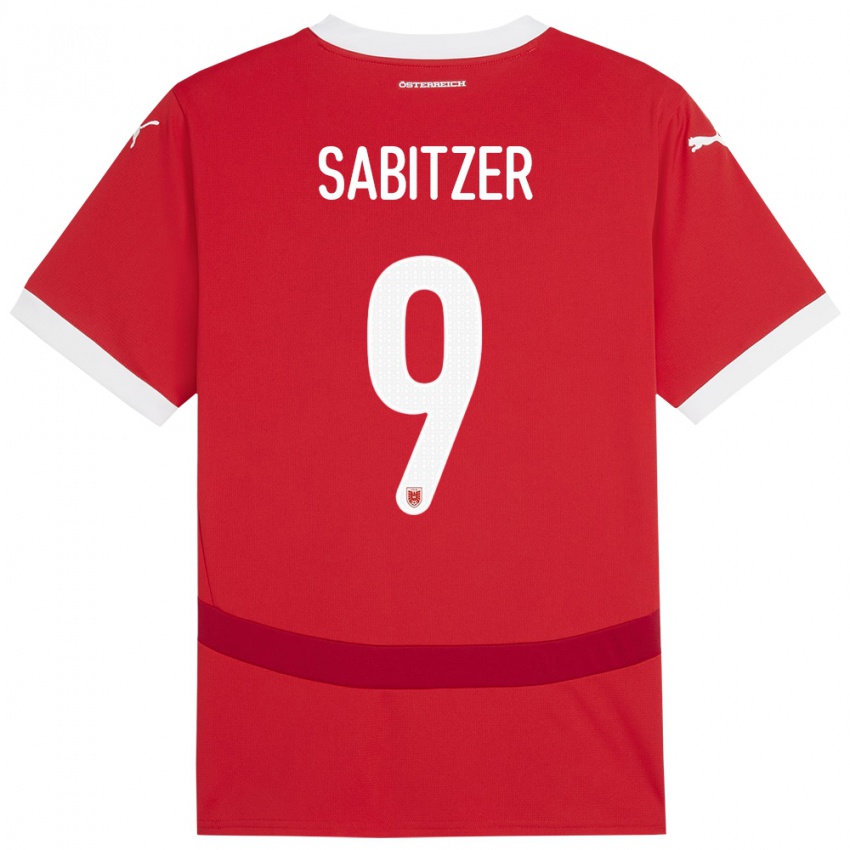 Kvinder Østrig Marcel Sabitzer #9 Rød Hjemmebane Spillertrøjer 24-26 Trøje T-Shirt