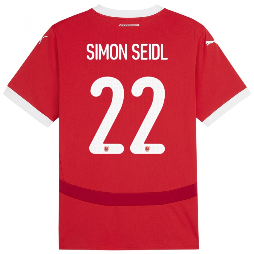 Kvinder Østrig Simon Seidl #22 Rød Hjemmebane Spillertrøjer 24-26 Trøje T-Shirt