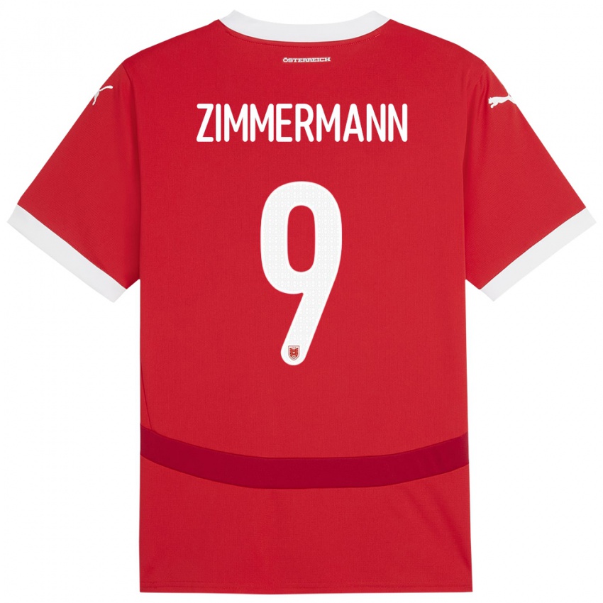 Kvinder Østrig Bernhard Zimmermann #9 Rød Hjemmebane Spillertrøjer 24-26 Trøje T-Shirt