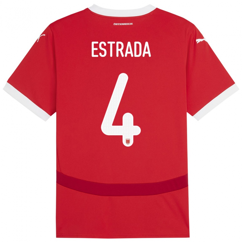 Kvinder Østrig Pascal Estrada #4 Rød Hjemmebane Spillertrøjer 24-26 Trøje T-Shirt