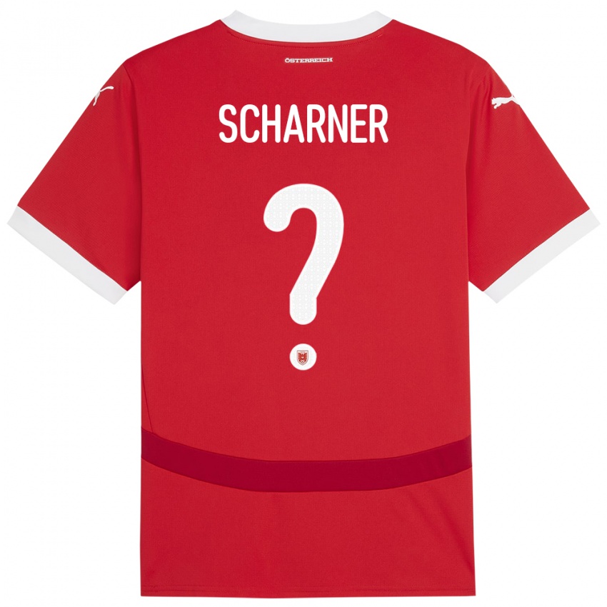 Kvinder Østrig Benedict Scharner #0 Rød Hjemmebane Spillertrøjer 24-26 Trøje T-Shirt