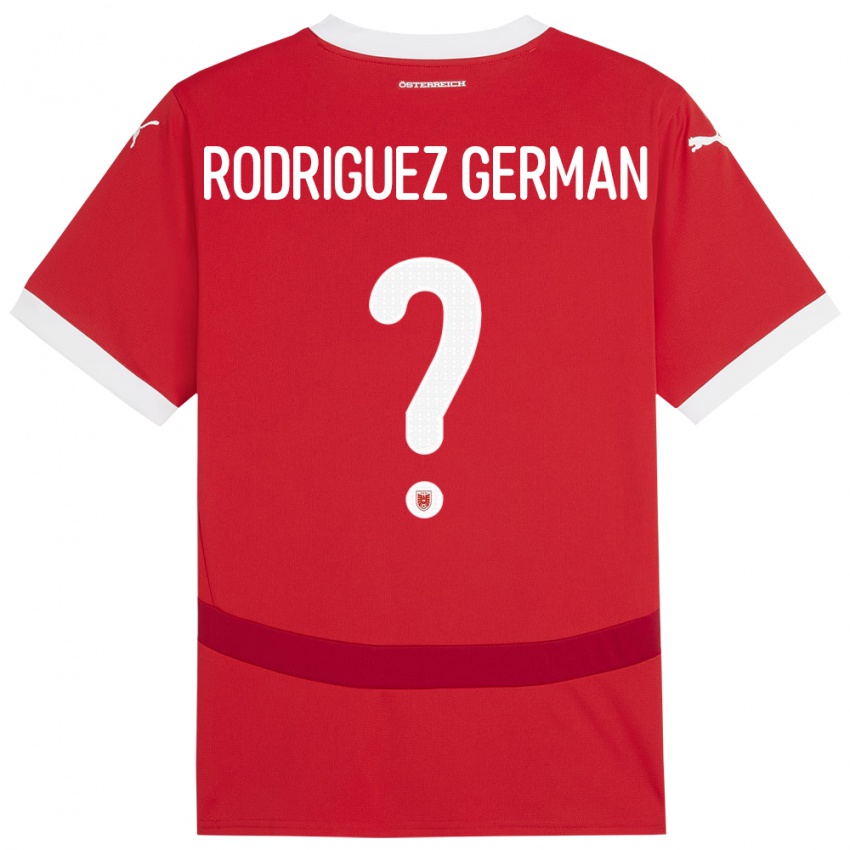 Kvinder Østrig Ryan Rodriguez German #0 Rød Hjemmebane Spillertrøjer 24-26 Trøje T-Shirt