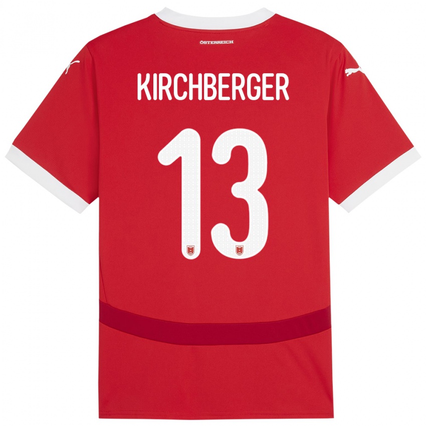 Kvinder Østrig Virginia Kirchberger #13 Rød Hjemmebane Spillertrøjer 24-26 Trøje T-Shirt