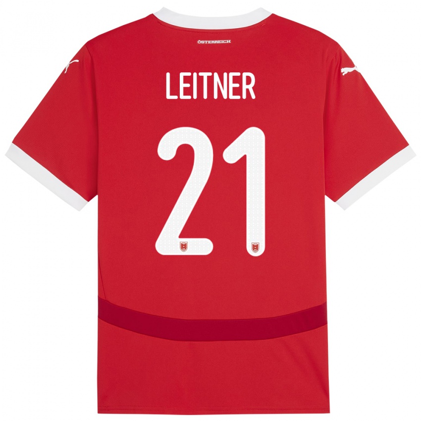 Kvinder Østrig Annelie Leitner #21 Rød Hjemmebane Spillertrøjer 24-26 Trøje T-Shirt