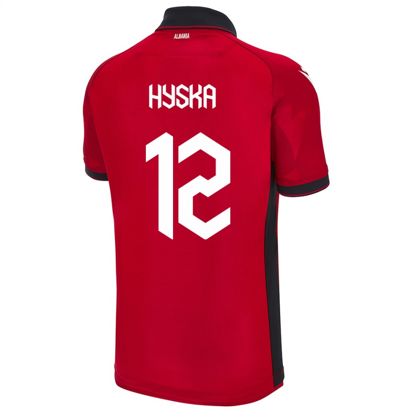 Kvinder Albanien Antigona Hyska #12 Rød Hjemmebane Spillertrøjer 24-26 Trøje T-Shirt