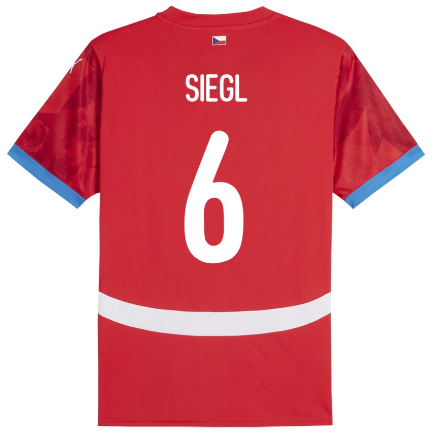 Kvinder Tjekkiet Patrik Siegl #6 Rød Hjemmebane Spillertrøjer 24-26 Trøje T-Shirt