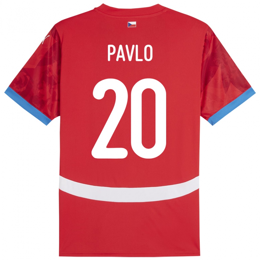 Kvinder Tjekkiet Simon Pavlo #20 Rød Hjemmebane Spillertrøjer 24-26 Trøje T-Shirt