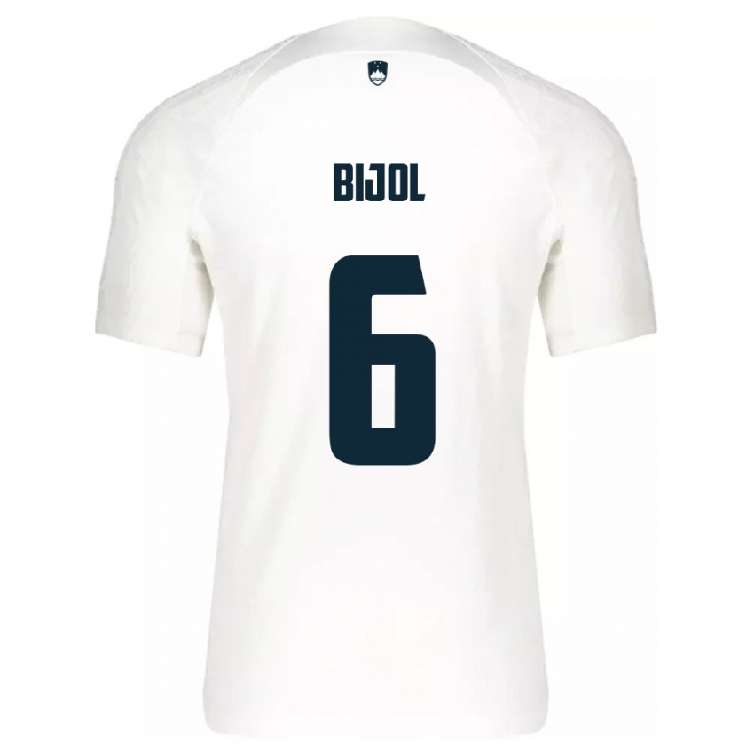 Kvinder Slovenien Jaka Bijol #6 Hvid Hjemmebane Spillertrøjer 24-26 Trøje T-Shirt