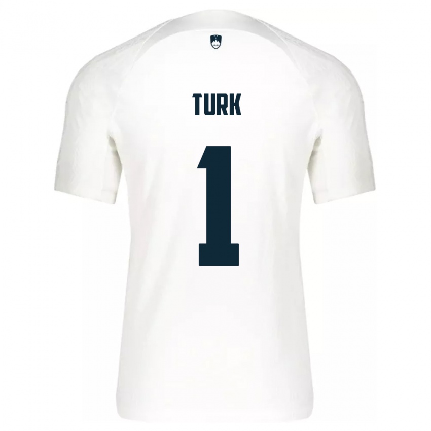 Kvinder Slovenien Martin Turk #1 Hvid Hjemmebane Spillertrøjer 24-26 Trøje T-Shirt