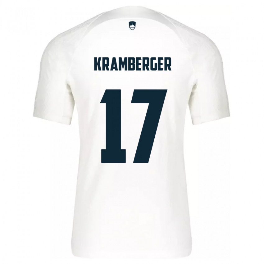 Kvinder Slovenien Enej Kramberger #17 Hvid Hjemmebane Spillertrøjer 24-26 Trøje T-Shirt
