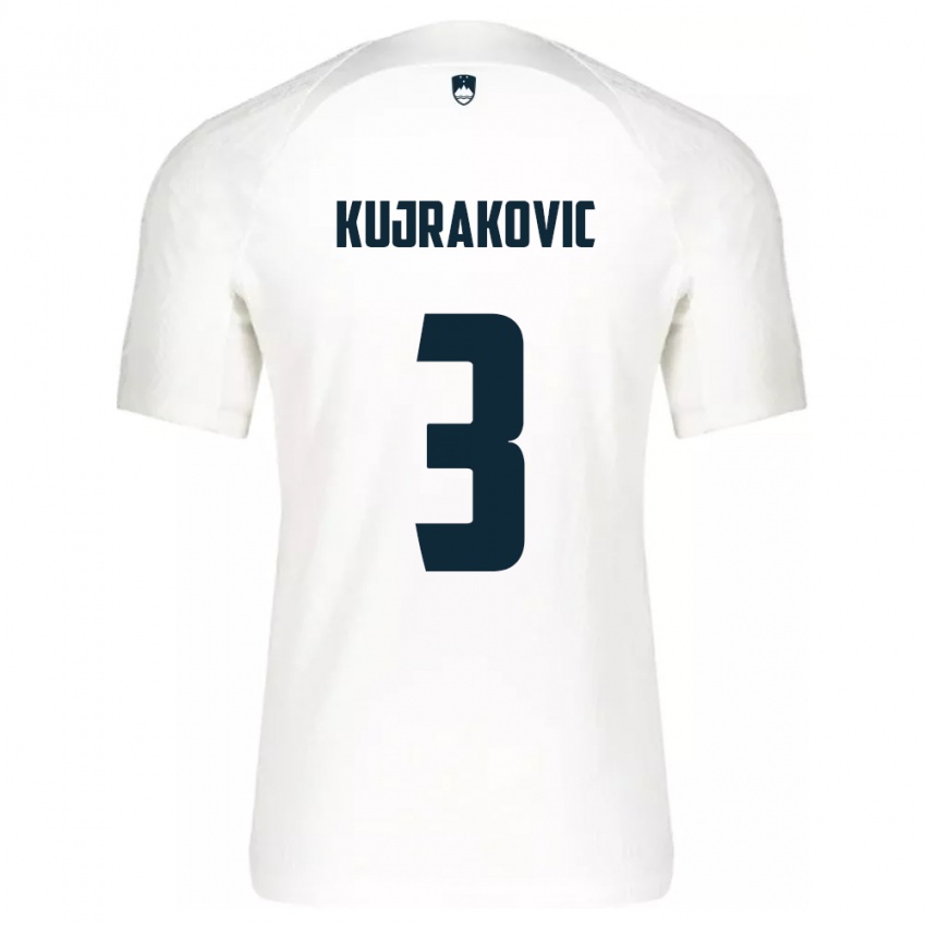 Kvinder Slovenien Minel Kujrakovic #3 Hvid Hjemmebane Spillertrøjer 24-26 Trøje T-Shirt