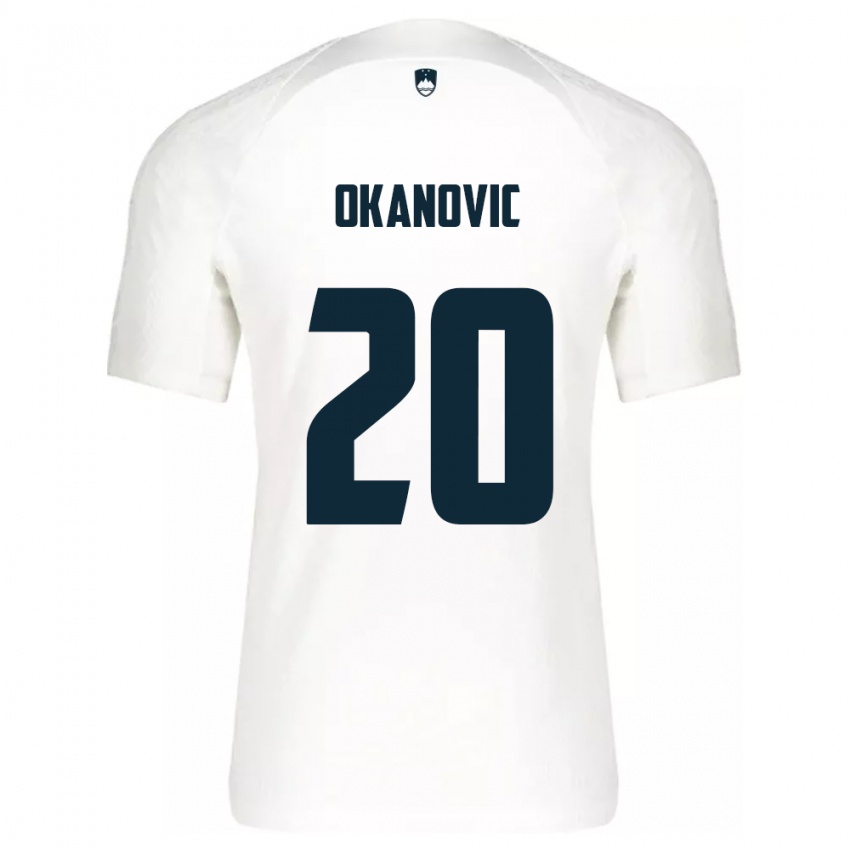 Kvinder Slovenien Deen Okanovic #20 Hvid Hjemmebane Spillertrøjer 24-26 Trøje T-Shirt