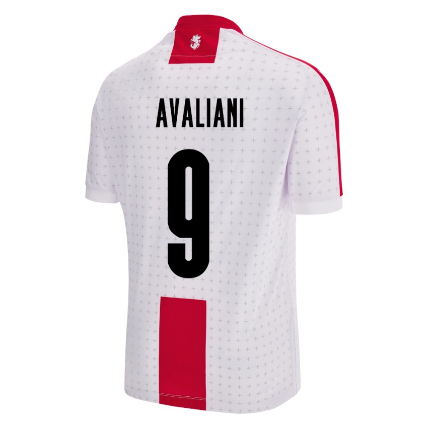 Kvinder Georgia Aleksandre Avaliani #9 Hvid Hjemmebane Spillertrøjer 24-26 Trøje T-Shirt