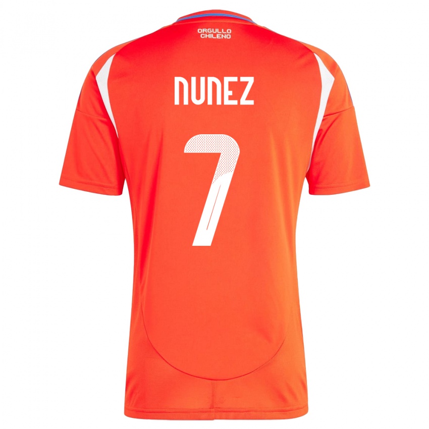 Kvinder Chile Marcelino Núñez #7 Rød Hjemmebane Spillertrøjer 24-26 Trøje T-Shirt