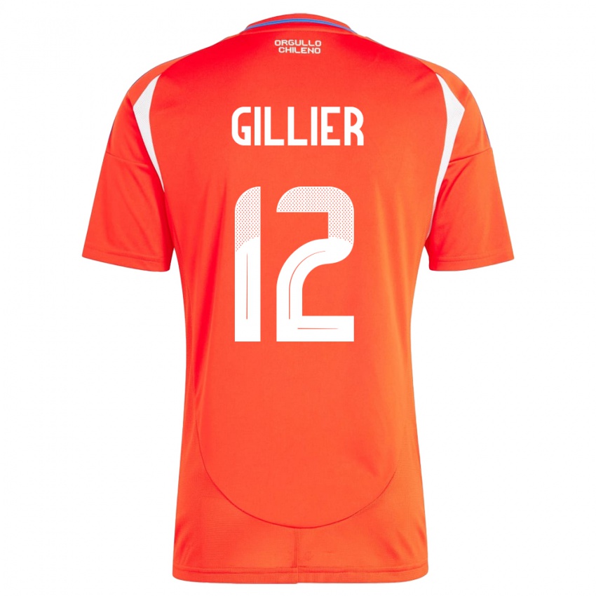 Kvinder Chile Thomas Gillier #12 Rød Hjemmebane Spillertrøjer 24-26 Trøje T-Shirt