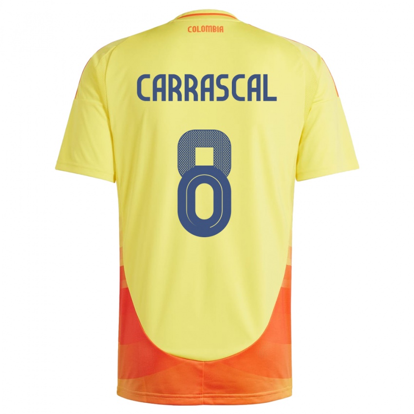 Kvinder Colombia Jorge Carrascal #8 Gul Hjemmebane Spillertrøjer 24-26 Trøje T-Shirt