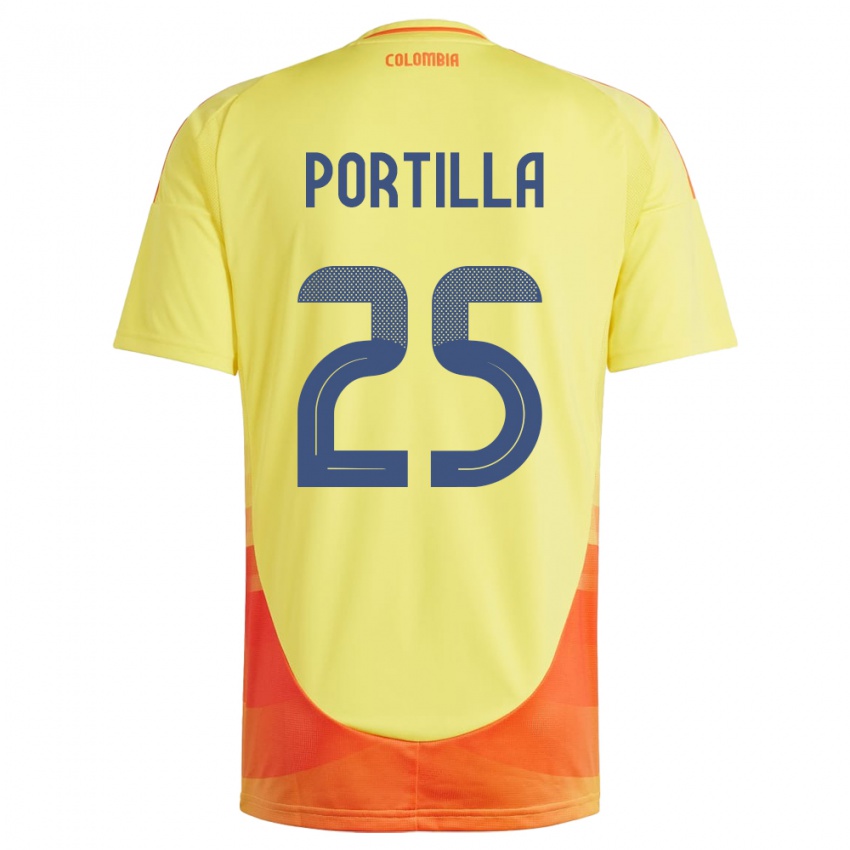 Kvinder Colombia Juan Portilla #25 Gul Hjemmebane Spillertrøjer 24-26 Trøje T-Shirt