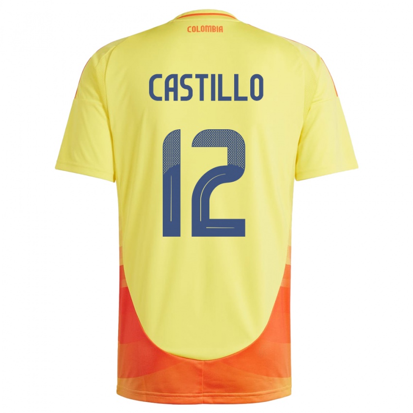 Kvinder Colombia Juan Castillo #12 Gul Hjemmebane Spillertrøjer 24-26 Trøje T-Shirt