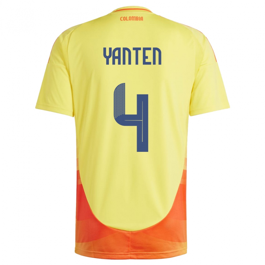 Kvinder Colombia Fabiana Yantén #4 Gul Hjemmebane Spillertrøjer 24-26 Trøje T-Shirt