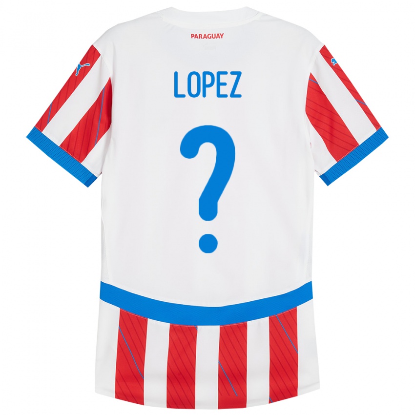 Kvinder Paraguay Rodrigo López #0 Hvid Rød Hjemmebane Spillertrøjer 24-26 Trøje T-Shirt