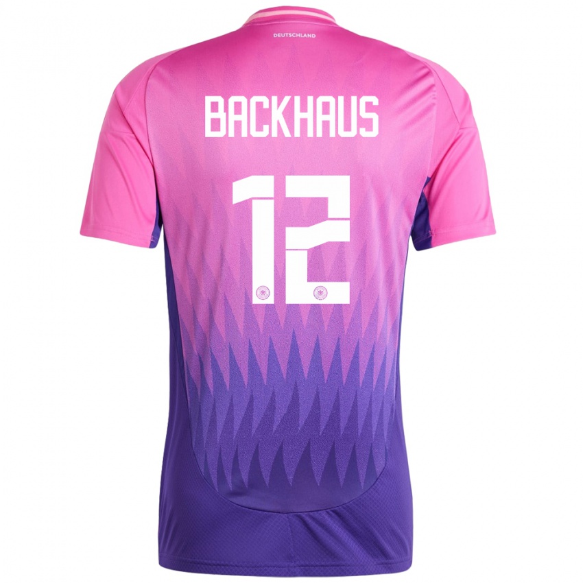 Kvinder Tyskland Mio Backhaus #12 Pink Lilla Udebane Spillertrøjer 24-26 Trøje T-Shirt