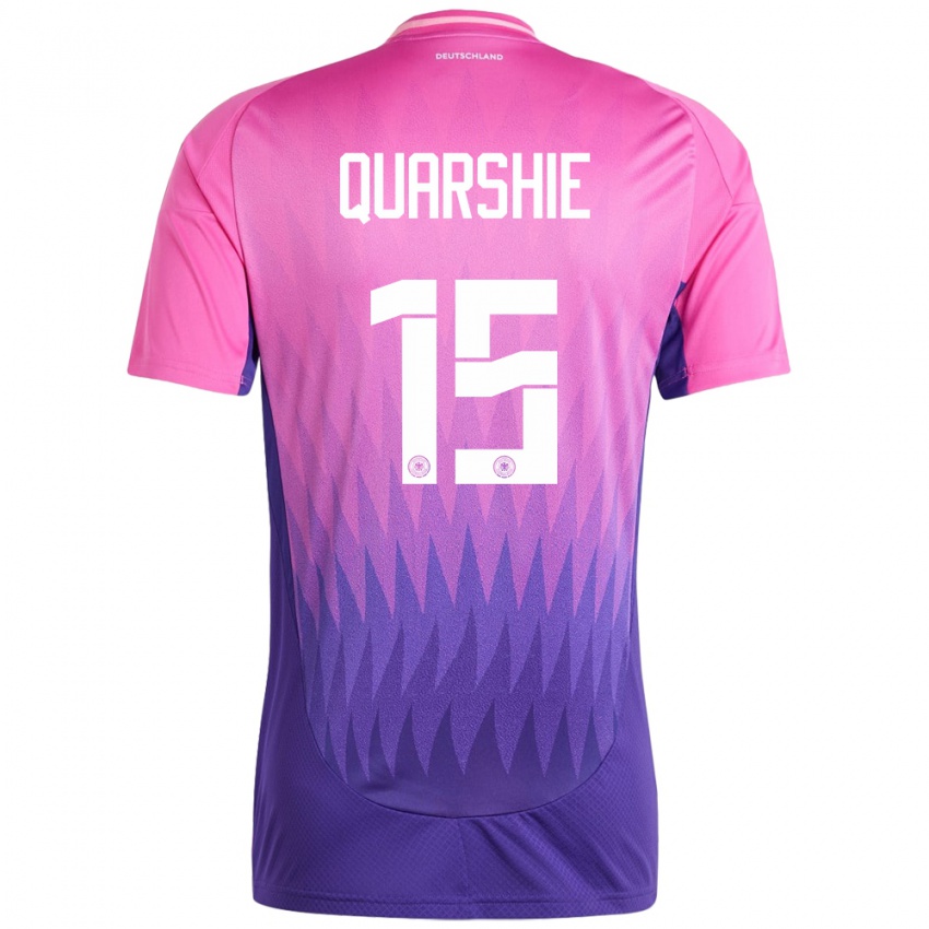 Kvinder Tyskland Joshua Quarshie #15 Pink Lilla Udebane Spillertrøjer 24-26 Trøje T-Shirt