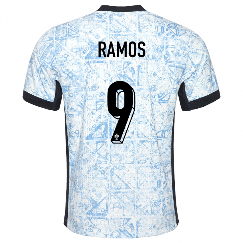 Kvinder Portugal Goncalo Ramos #9 Creme Blå Udebane Spillertrøjer 24-26 Trøje T-Shirt