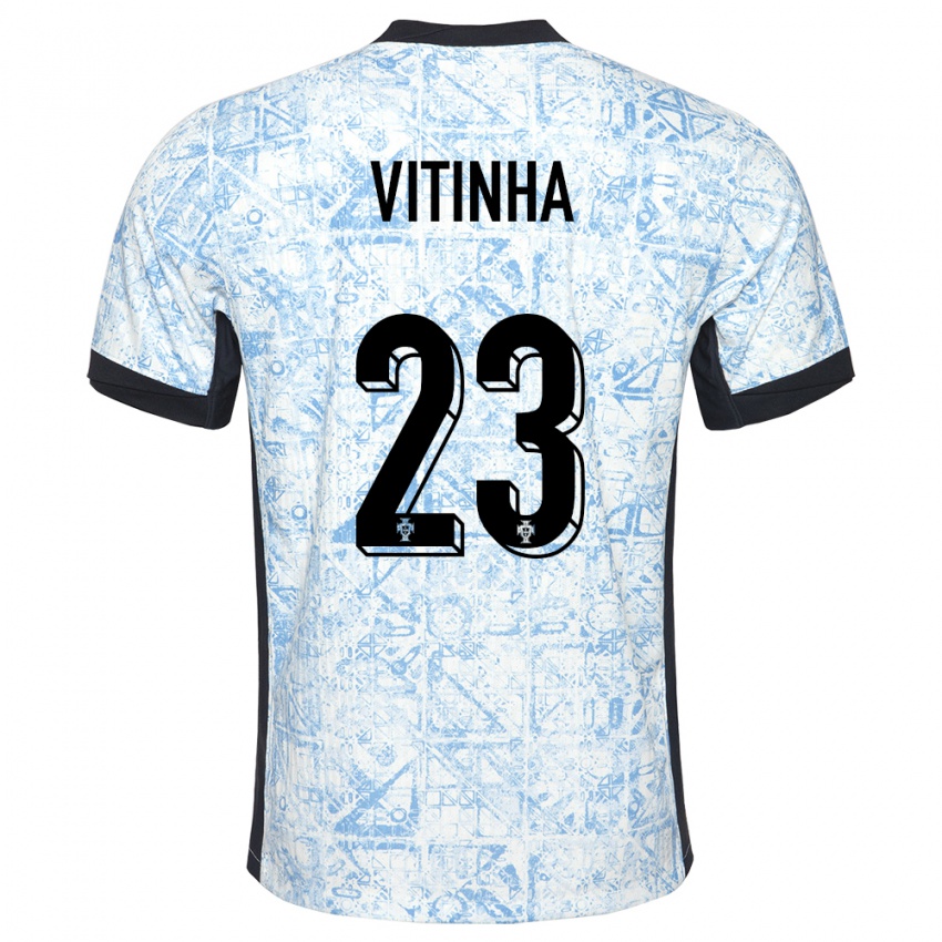 Kvinder Portugal Vitinha #23 Creme Blå Udebane Spillertrøjer 24-26 Trøje T-Shirt