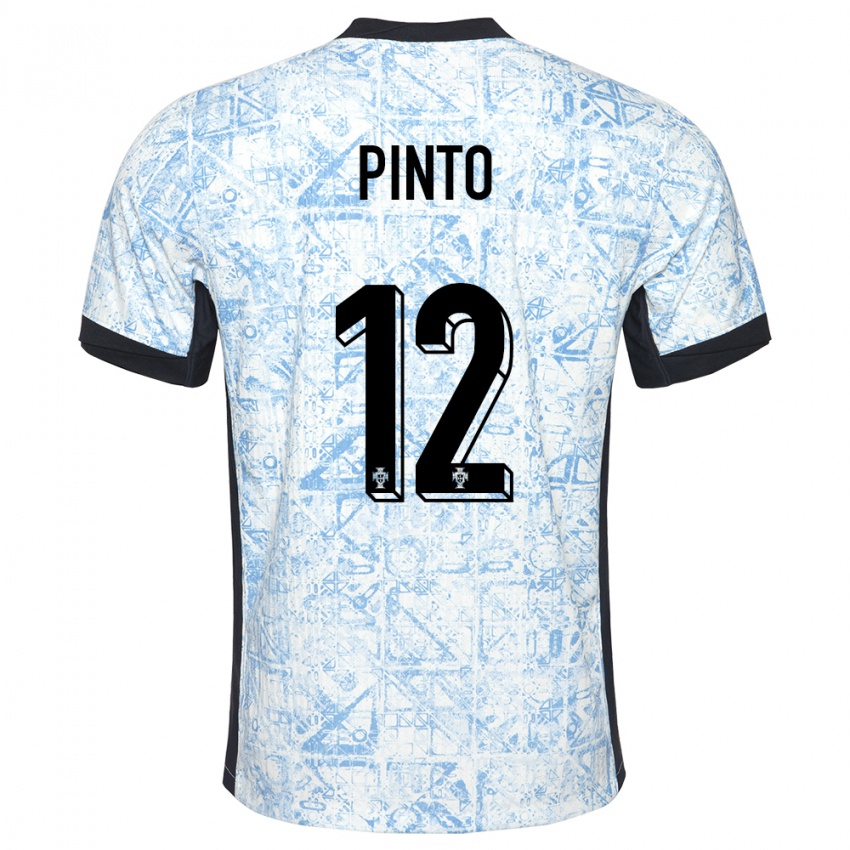 Kvinder Portugal Diogo Pinto #12 Creme Blå Udebane Spillertrøjer 24-26 Trøje T-Shirt