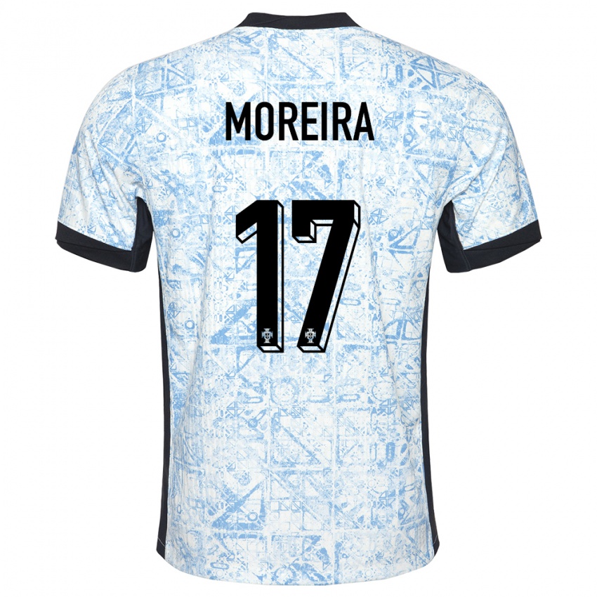 Kvinder Portugal Afonso Moreira #17 Creme Blå Udebane Spillertrøjer 24-26 Trøje T-Shirt