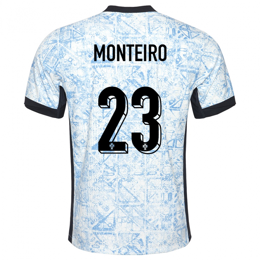 Kvinder Portugal David Monteiro #23 Creme Blå Udebane Spillertrøjer 24-26 Trøje T-Shirt