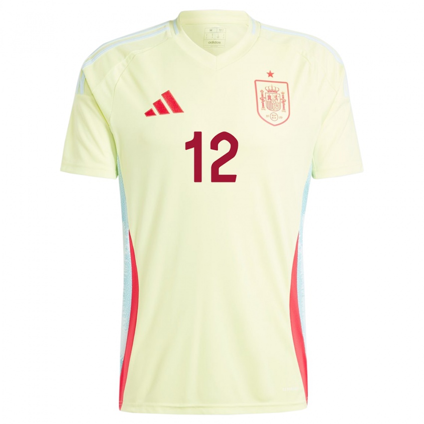 Kvinder Spanien Cristian Mosquera #12 Gul Udebane Spillertrøjer 24-26 Trøje T-Shirt