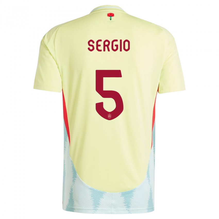 Kvinder Spanien Sergio Busquets #5 Gul Udebane Spillertrøjer 24-26 Trøje T-Shirt