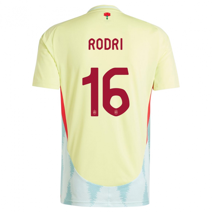 Kvinder Spanien Rodri #16 Gul Udebane Spillertrøjer 24-26 Trøje T-Shirt