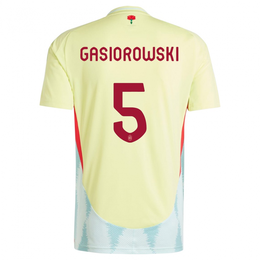 Kvinder Spanien Yarek Gasiorowski #5 Gul Udebane Spillertrøjer 24-26 Trøje T-Shirt