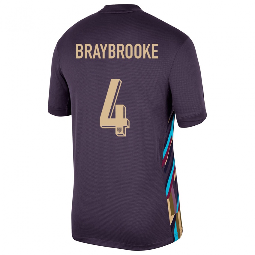 Kvinder England Samuel Braybrooke #4 Mørk Rosin Udebane Spillertrøjer 24-26 Trøje T-Shirt