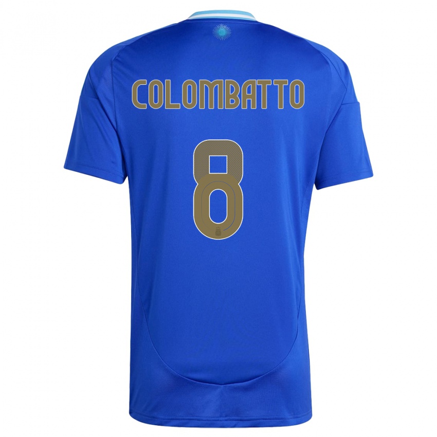 Kvinder Argentina Santiago Colombatto #8 Blå Udebane Spillertrøjer 24-26 Trøje T-Shirt