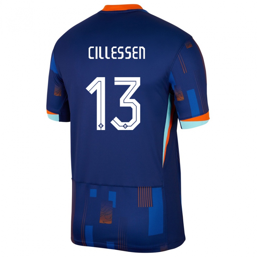 Kvinder Holland Jasper Cillessen #13 Blå Udebane Spillertrøjer 24-26 Trøje T-Shirt