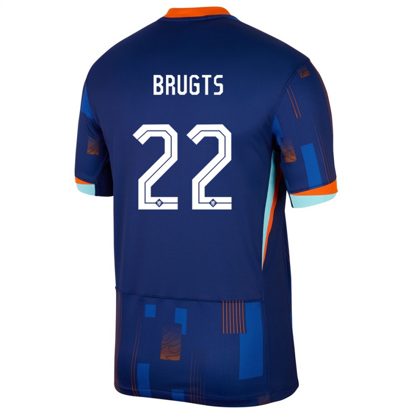 Kvinder Holland Esmee Brugts #22 Blå Udebane Spillertrøjer 24-26 Trøje T-Shirt