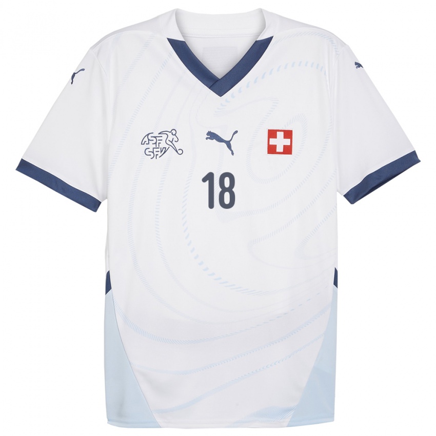 Kvinder Schweiz Viola Calligaris #18 Hvid Udebane Spillertrøjer 24-26 Trøje T-Shirt