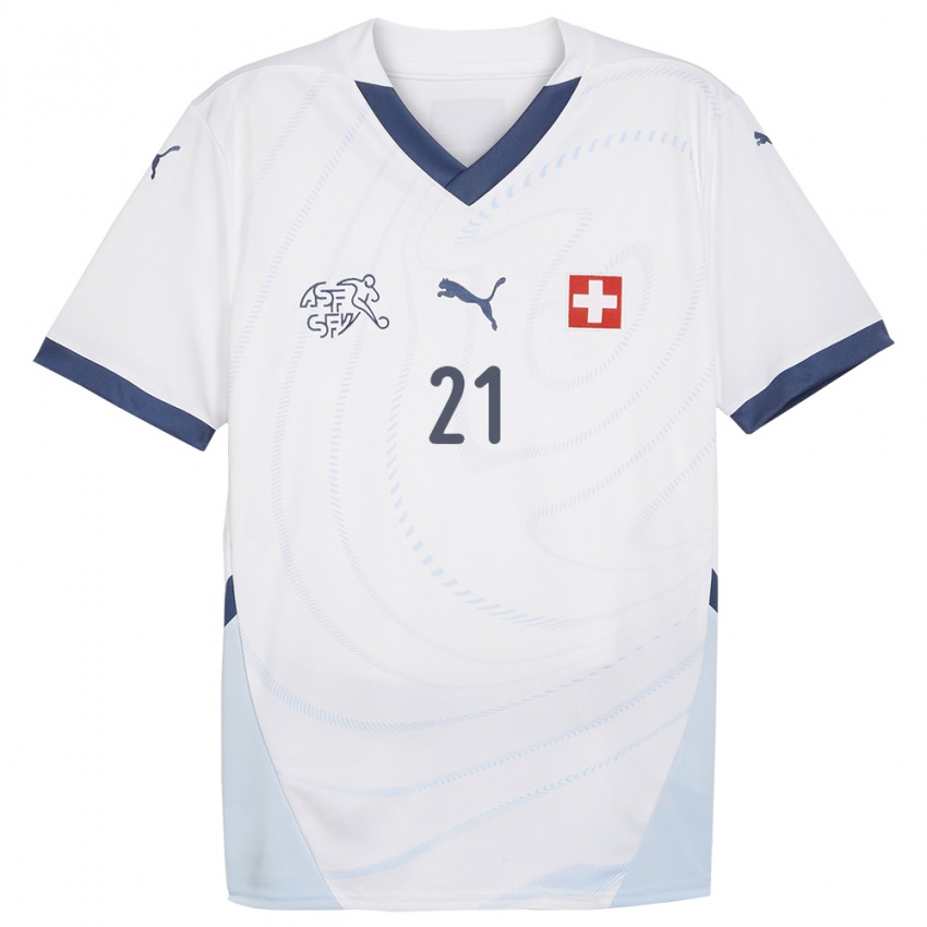 Kvinder Schweiz Seraina Friedli #21 Hvid Udebane Spillertrøjer 24-26 Trøje T-Shirt
