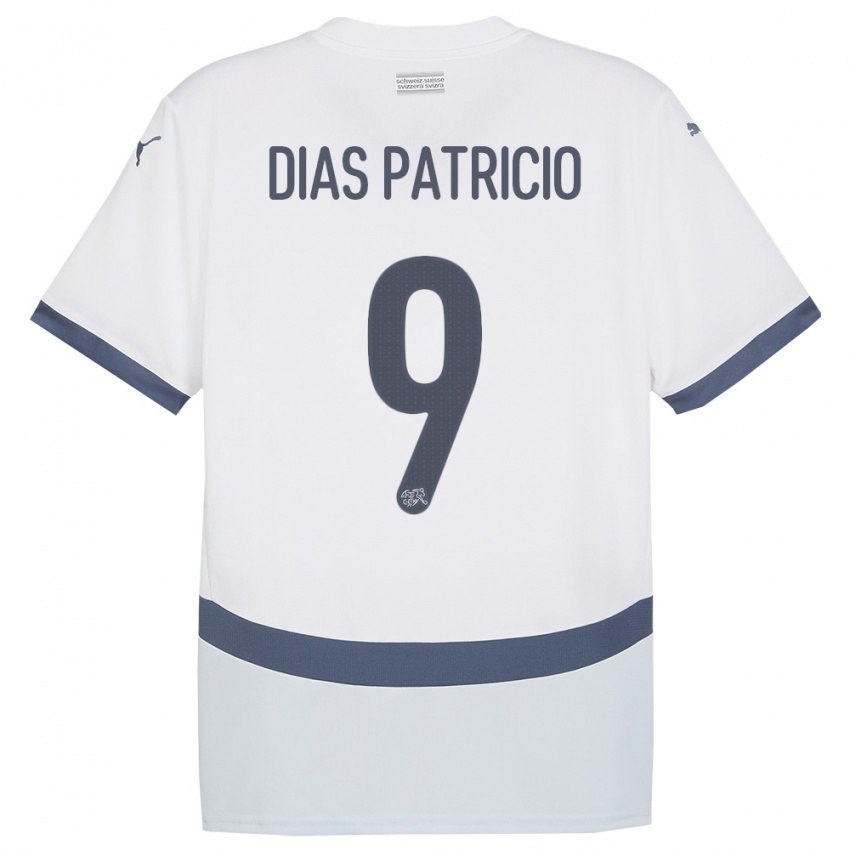 Kvinder Schweiz Alexandre Dias Patricio #9 Hvid Udebane Spillertrøjer 24-26 Trøje T-Shirt