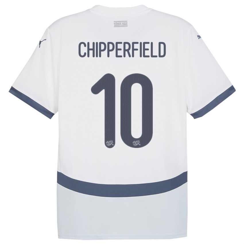 Kvinder Schweiz Liam Chipperfield #10 Hvid Udebane Spillertrøjer 24-26 Trøje T-Shirt