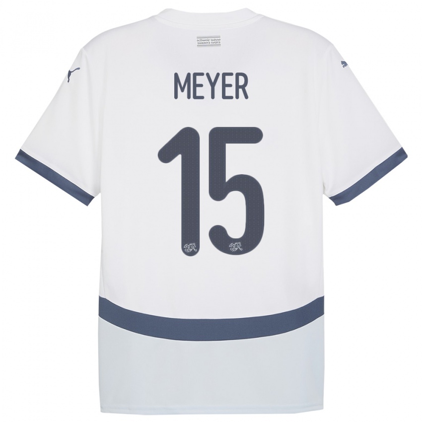 Kvinder Schweiz Leny Meyer #15 Hvid Udebane Spillertrøjer 24-26 Trøje T-Shirt